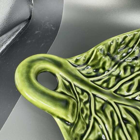 Subtil Portugal Ceramic Green Cabbage Leaf Dish Serving Platter Large 16inch VTG - Picture 9 of 16